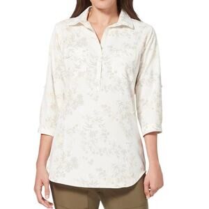 Royal Robbins Expedition II Tunic Cream Floral Print Women’s Size XL